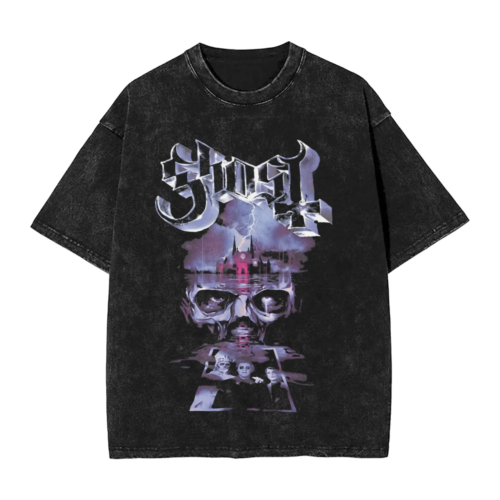 

Harajuku 2025 Tour Ghost Band Outfit T-Shirts for Men Women Skeleta Album Washed Cotton Tee Shirts Clothing