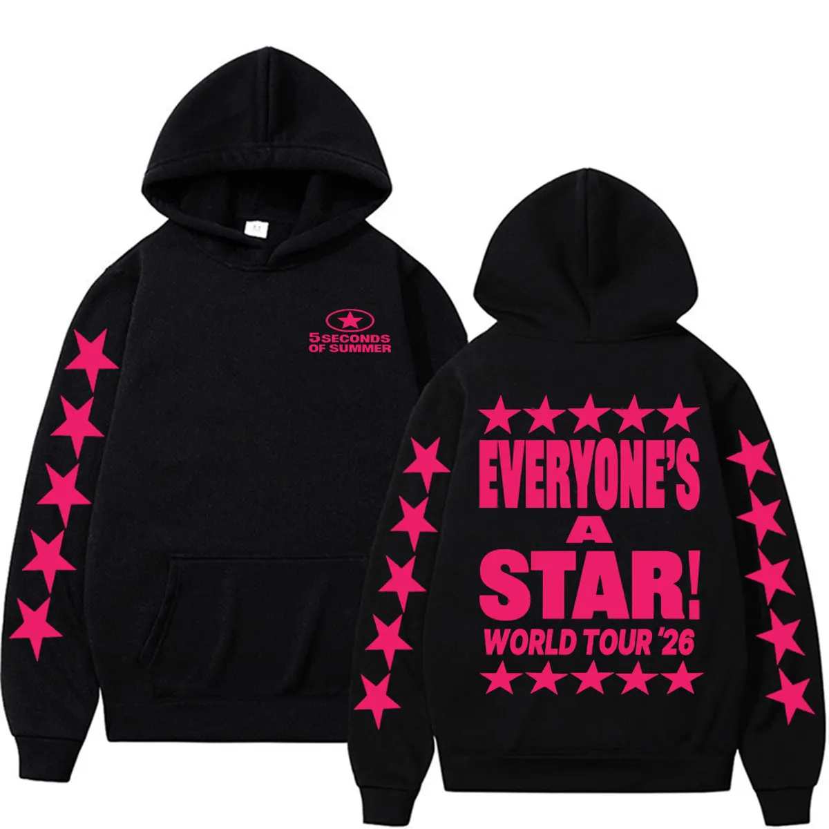 Sudadera con Capucha 5 Seconds of Summer Everyone's A Star World Tour, Sudadera de Moda para Hombre y Mujer, Estilo Punk, Hip Hop, Rock, Sudadera de Manga Larga con Forro Polar