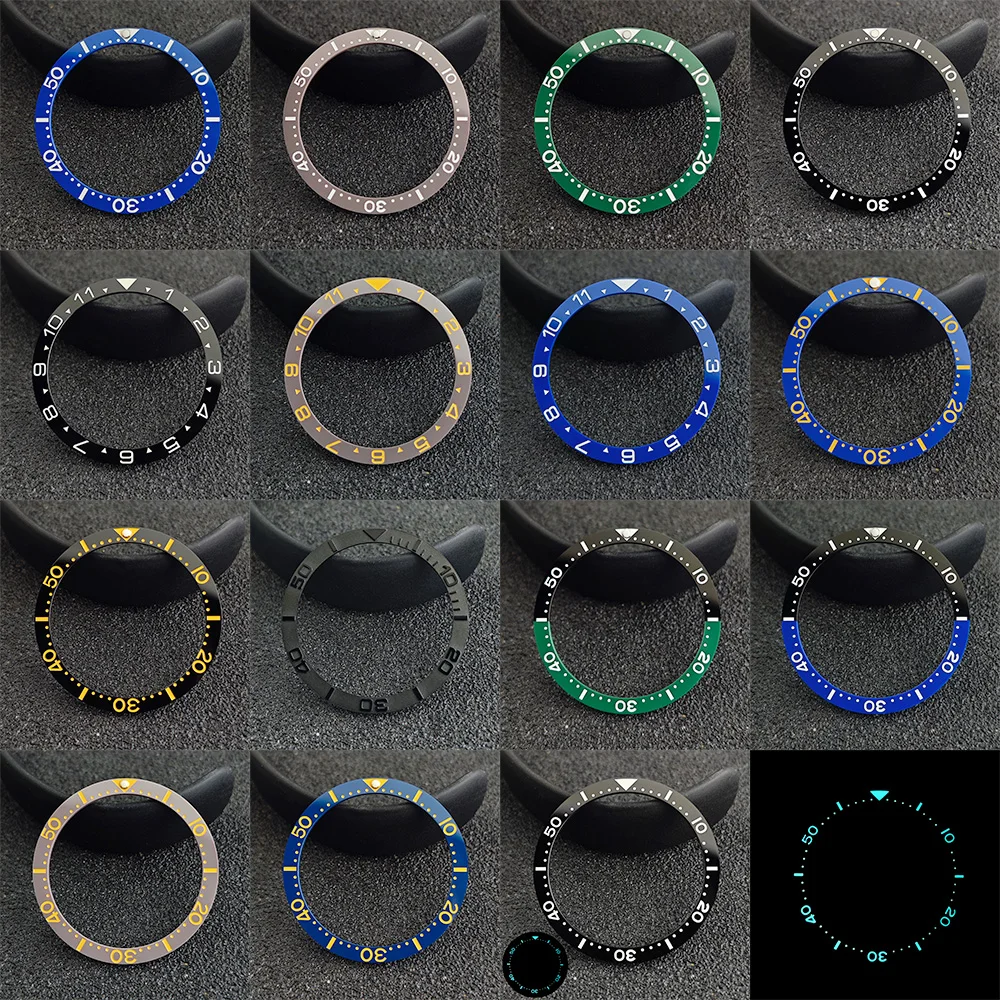 38mm*31.5mm Flat Ceramic Beze Fits Watch Insert Ring Watch Accessories Blue Luminous Bezel Watch Part Ceramic Bezel Insert Watch