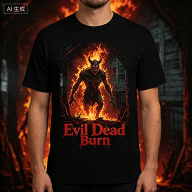 Evil Dead Burn Horror Film Graphic Tee, Unisex Tag-Free Cotton Vintage Horror Short Sleeve Shirt for Movie Lovers