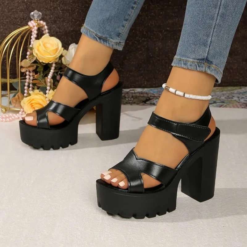 

Womens Sandals Fashion Casual Platform Sandal High Quality Leather High-heeled Sandals for Women Thick Soled High-heeled Sandals