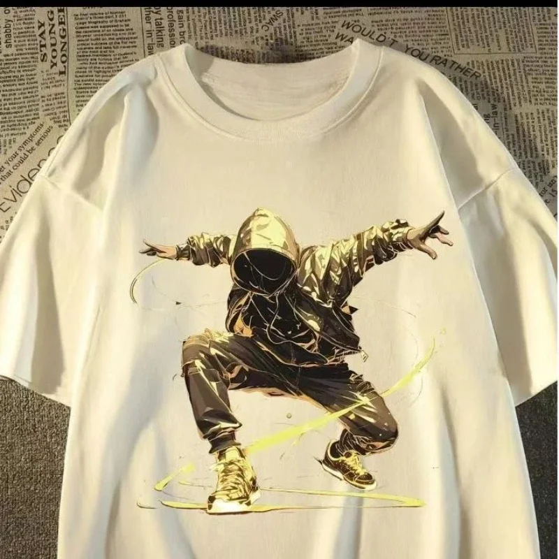 

Summer New Fashion Cool Hip-Hop Hip-Hop Printed Men's and Women's Short Sleeve Crew Neck Comfortable Loose T-Shirt