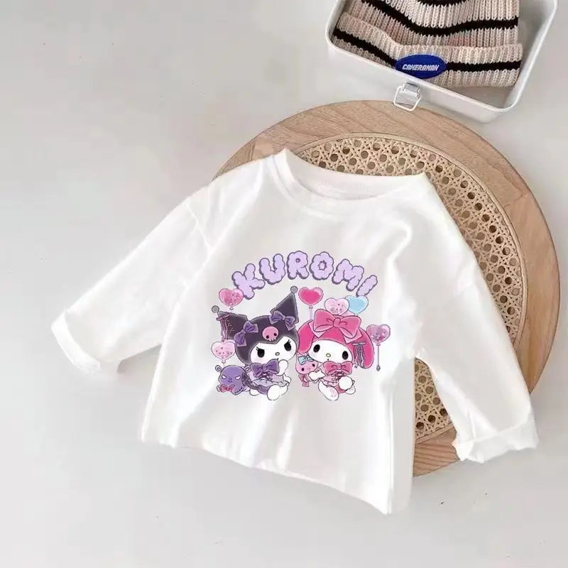 

Lovely Kuromi Girls T-Shirt Sanrio Anime My Melody Long Sleeve Autumn Sweet Cute Cartoon Undershirt Clothes Kids Christmas Gifts