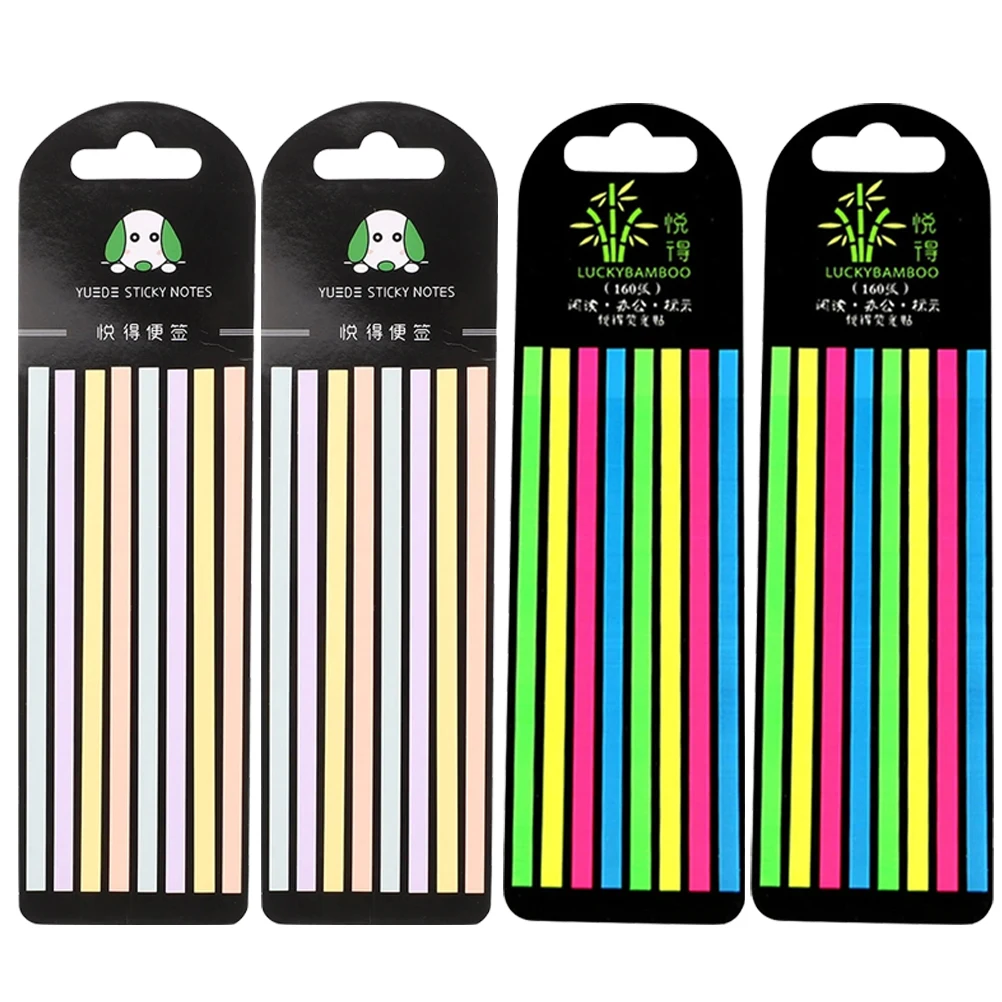 

4 Boxes Fluorescent Reading Strips Colored Notebook Tabs Indexed Markers Stickers for Annotating Books Notes Aesthetic