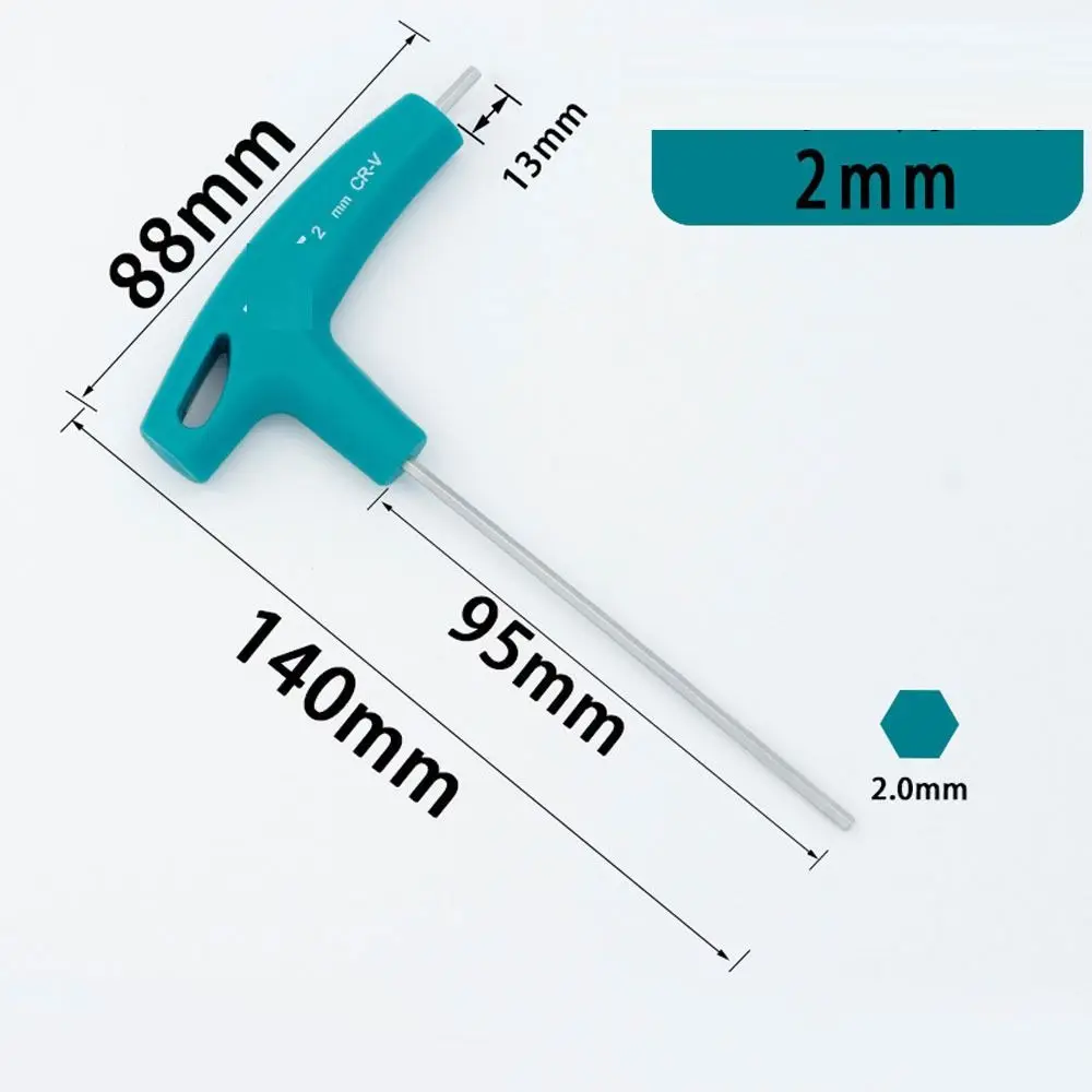 Convenient T-shaped Internal Hexagonal Wrench Green 2mm Flat Headed Hexagonal Steel Extended Rubber Handle Renovation
