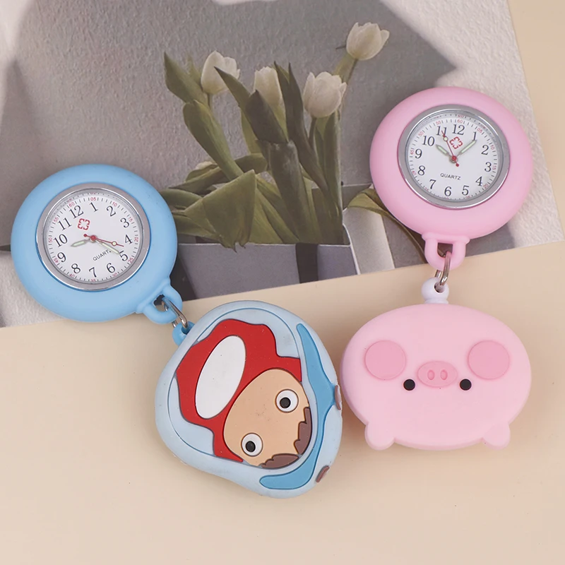 Cute Cartoon Stretchable And Retractable Pull Buckle Nurse Watch Doctor Chest Watch Student Hanging Watch Silicone Pocket Watch