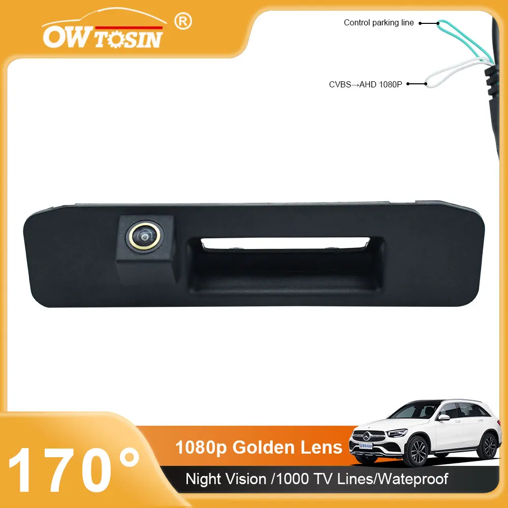 

AHD 1080P Golden Lens 170° Trunk Handle Car Rear View Vehicle Camera For Mercedes Benz ML A180 A200 A260 GLA GLC GLE CLK Monitor