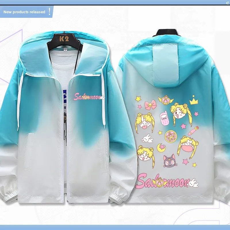 

Sailor Moon Anime Themed Men's And Women's Lightweight Jaet Thin Outerwear for All Seasons Polyester Fiber Loose Fit