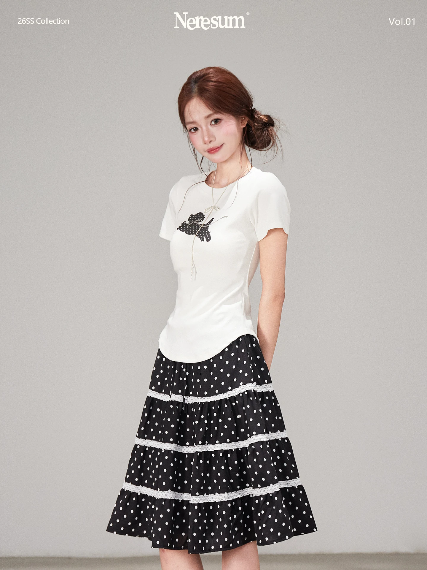 Sweet A-Line Midi Skirt with Lace Splicing for Women Polyester Fiber mid Waist Design Spring Summer Fashion Ladies Skirts