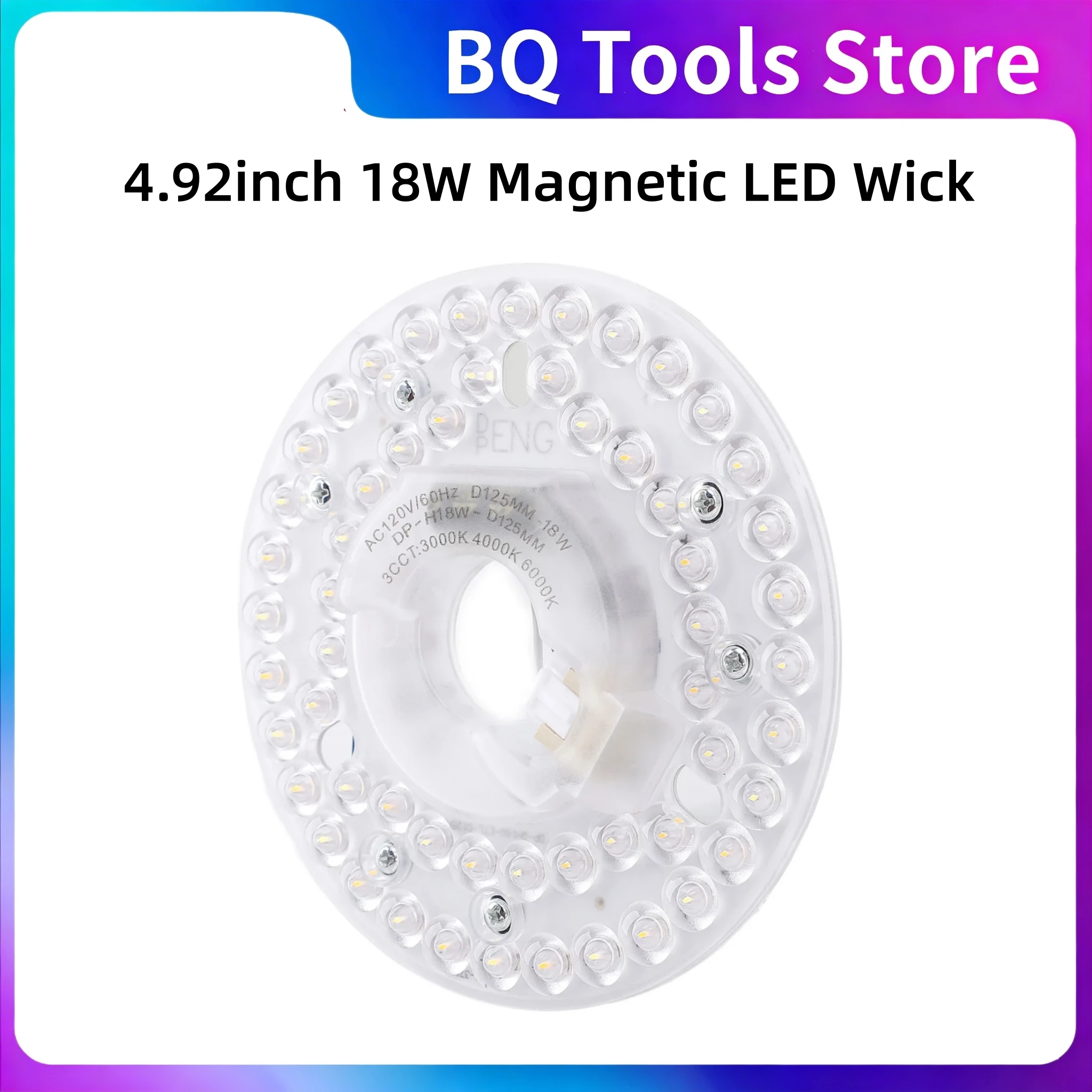 

4.92inch 18W Magnetic LED Wick Replacement Part Ceiling Fan Light Retrofit Kit 3 Color Dimmable Round Magnetic Attachment Design