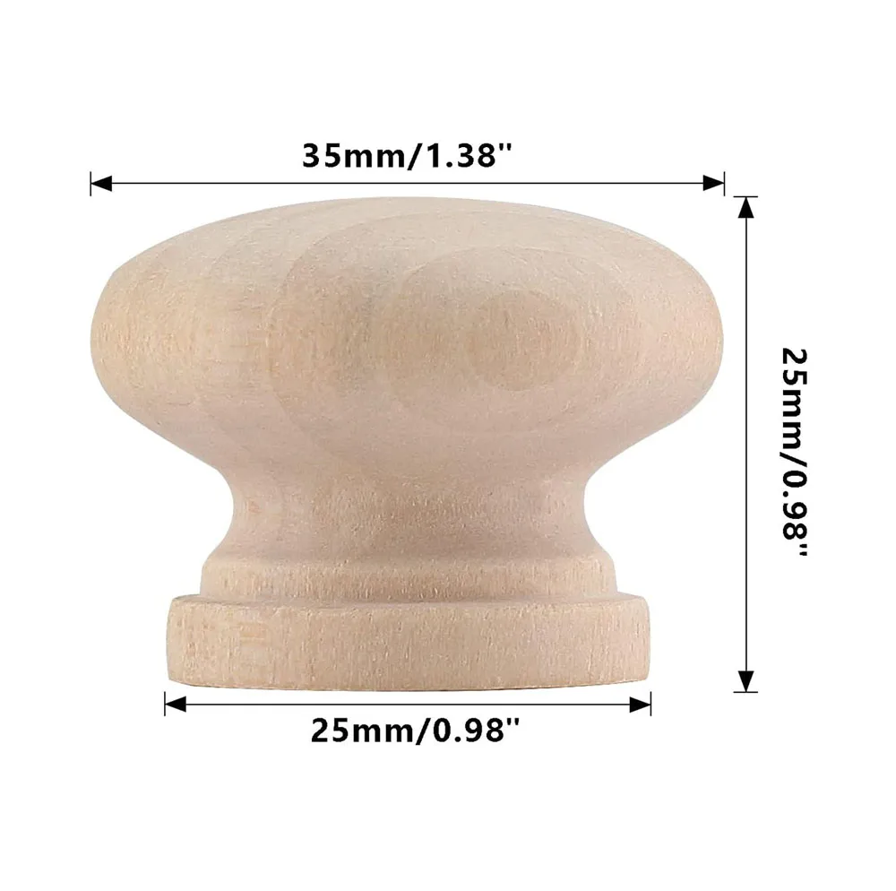 Round Wooden Cabinet Knobs 1-3/8\