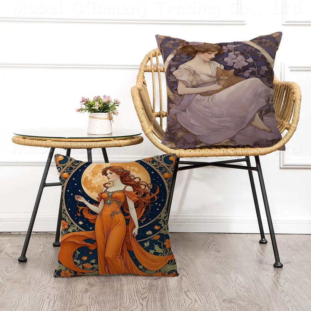 

Alphonse Mucha Pillow Gifts Home Office Furnishings Bedroom Sofa Car Cushion Cover Case 45x45cm