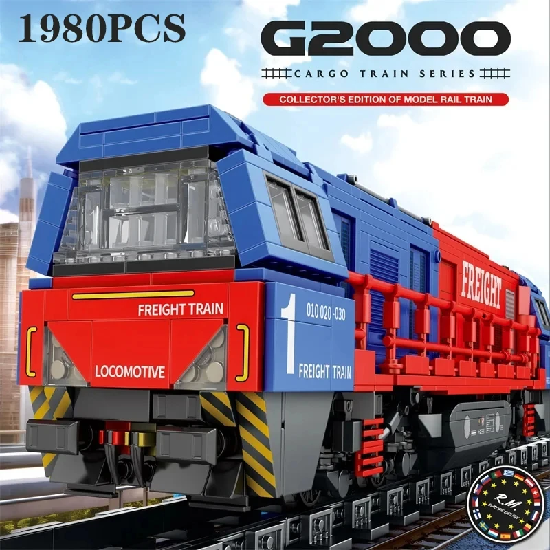 

1980PCS City G2000 Freight Train Building Blocks New European Transporter Model Bricks Desktop Decoration Kids Toy Holiday Gifts