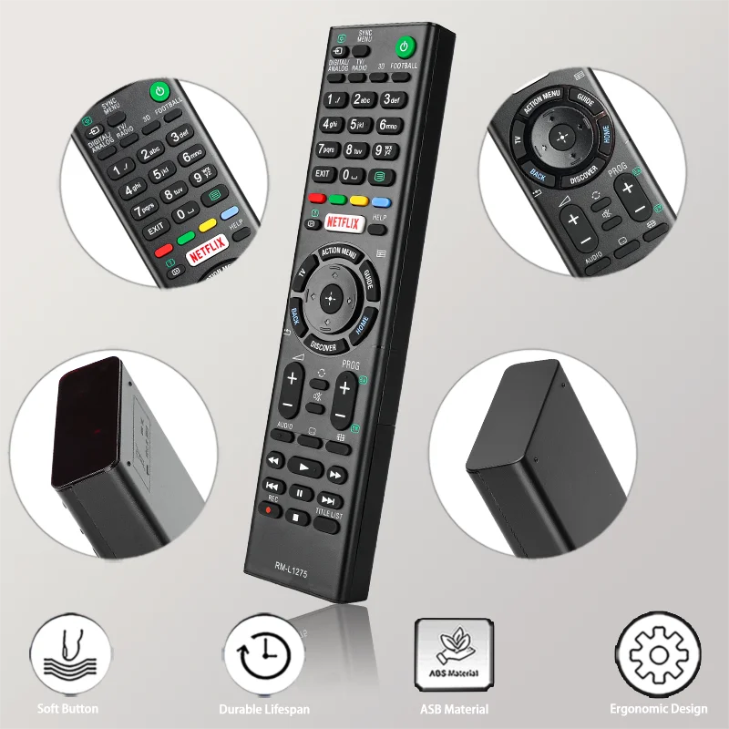 RM-L1275 For Sony Remote Control Replacement With Netflix Button, For Sony TV KDL-50W800C KDL-55W800C KDL-65W850C KDL-75W850C