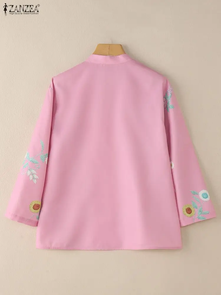 ZANZEA Autumn Blouse Women Casual V Neck Long Sleeve Tops Vintage Printed Shirts Floral Blusas Retro Buttons Down Shirt Oversize