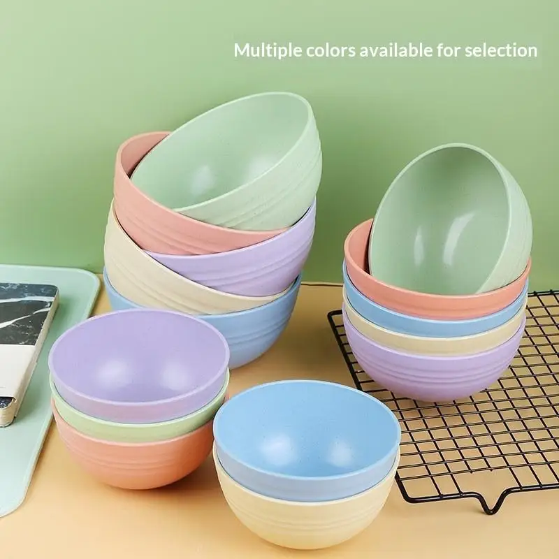 Wheat Straw Anti-Fall Divided Dinner Bowl BPA Free Bamboo Fiber Bowl for Fast Food Restaurant Food Serving