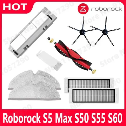 Roborock S5 Max S6 S50 S6 MaxV S4 E4 Odłączana szczotka główna Silikonowa szczotka boczna Części filtra Akcesoria