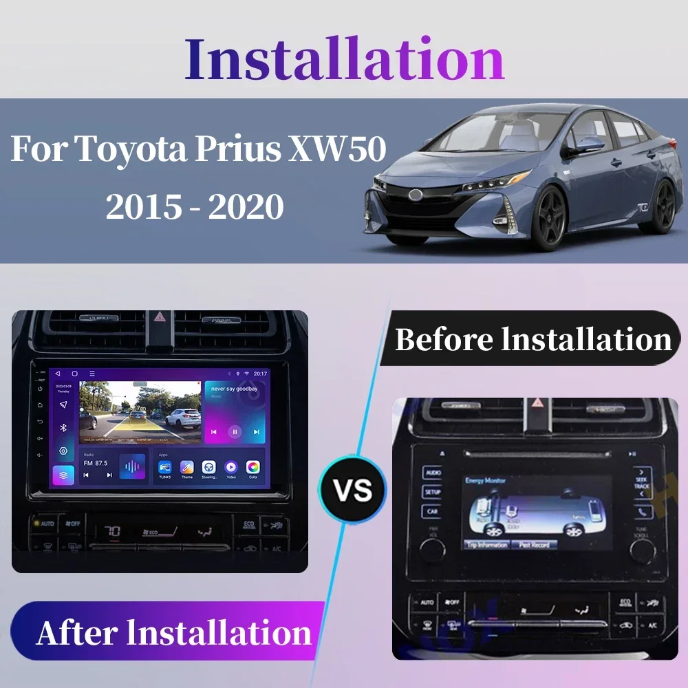 For Toyota Prius XW50 2015-2020 Android Car Radio Multimedia Player Navigation GPS Carplay Screen Auto Stereo Intelligent System