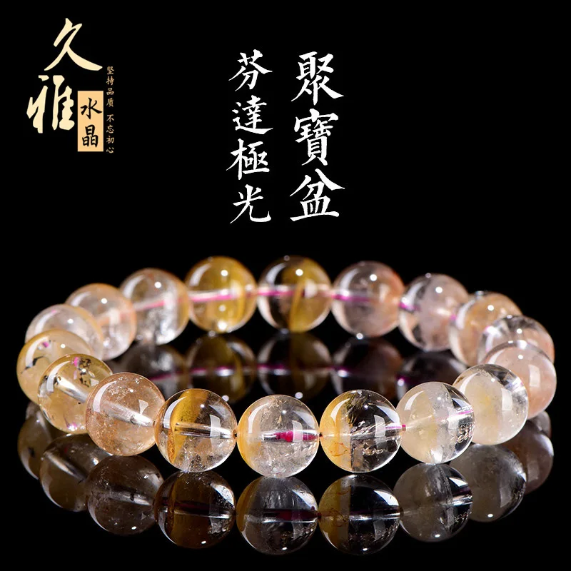 Pulsera de cuentas redondas de cornucopia Natural Fanta Aurora, media lavabo de Aurora de mina antigua, cristal Gourmet, joyería Ins de alta calidad