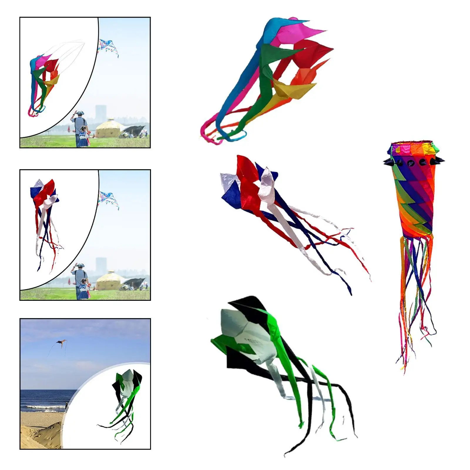 Soft Kite Popular Rotating Tube Kite Colorful Easy to Use Decorative Spinner Kite Flyer Kite for Park Sports Grasslands Sea