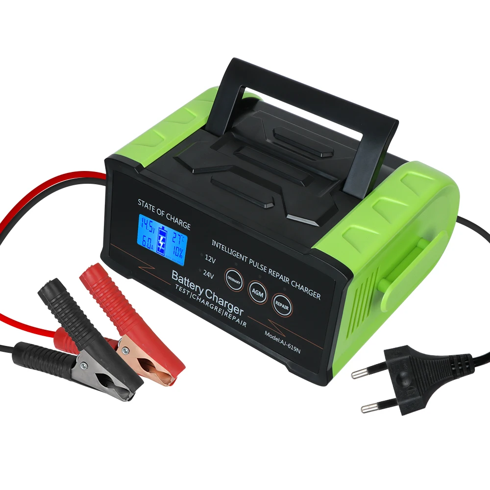 110V-250V Car Battery Charger Smart Battery Charger Trickle Smart Pulse Repair 12V-24V For Car Truck Boat Motorcycle 400W