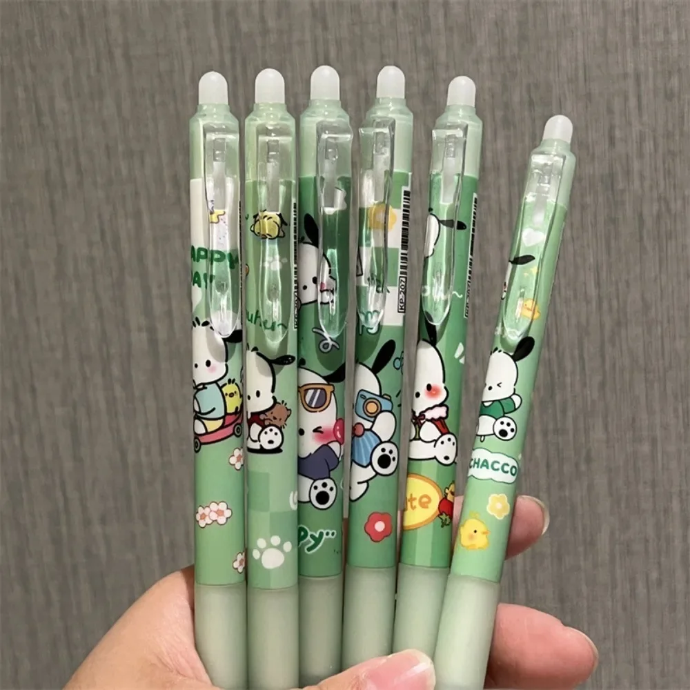 6szt Kawaii Cute Anime Peripheral Pochacco Cartoon Blue Erasable Gel Pen Diary Note Marker Pen Pupil Stationery Festivals Gift