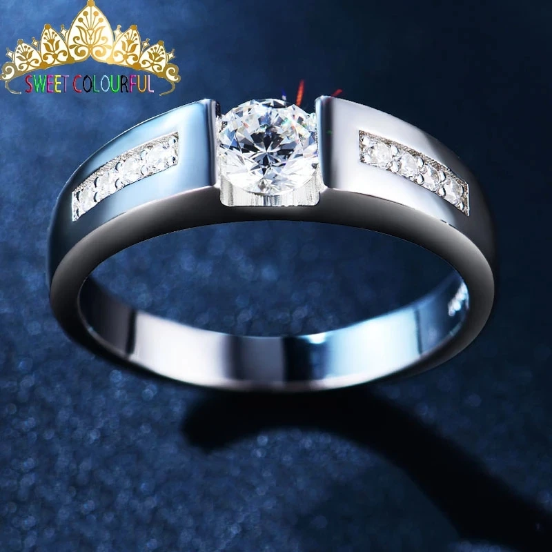 

100% 18K Au750 /14K Au585 / 9K Au375 Gold Moissanite Diamond man Ring D color VVS National authoritative test