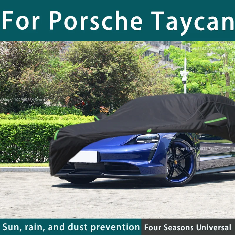 For Porsche Taycan Full Car Covers Outdoor Sun Uv Protection Dust Rain Snow Protective Anti-hail Car Cover  Auto Black Cover