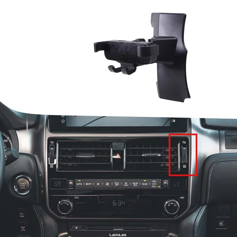

For Lexus GX 2021-23 ABS Black Car Center Control Air Outlet Right Side Mobile Phone Holder GPS Navigation Bracket Accessories