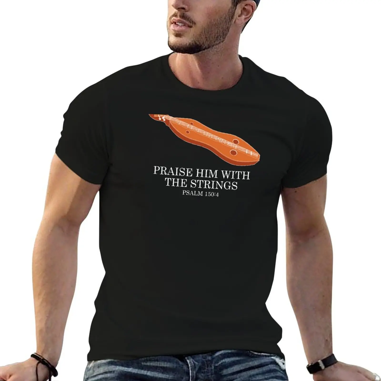 Appalachian Music Praise Him With The Strings Dulcimer graphic T-Shirt Classic Graphic Short Sleeve Top