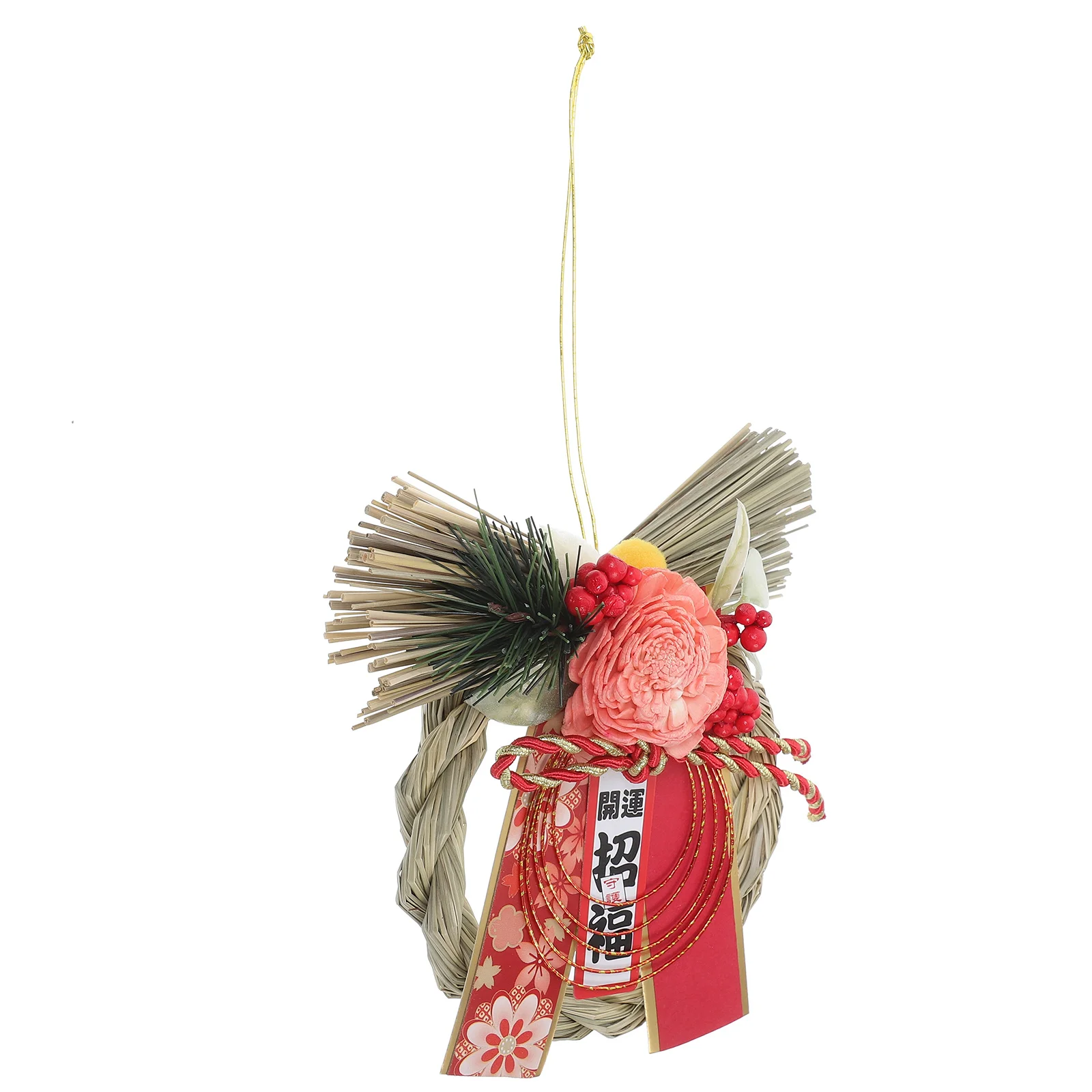 

New Year Japanese Wreath Decorative Wall Hanging Ornament with Exquisite Craftsmanship Rustic Festive Pendant for Home Office