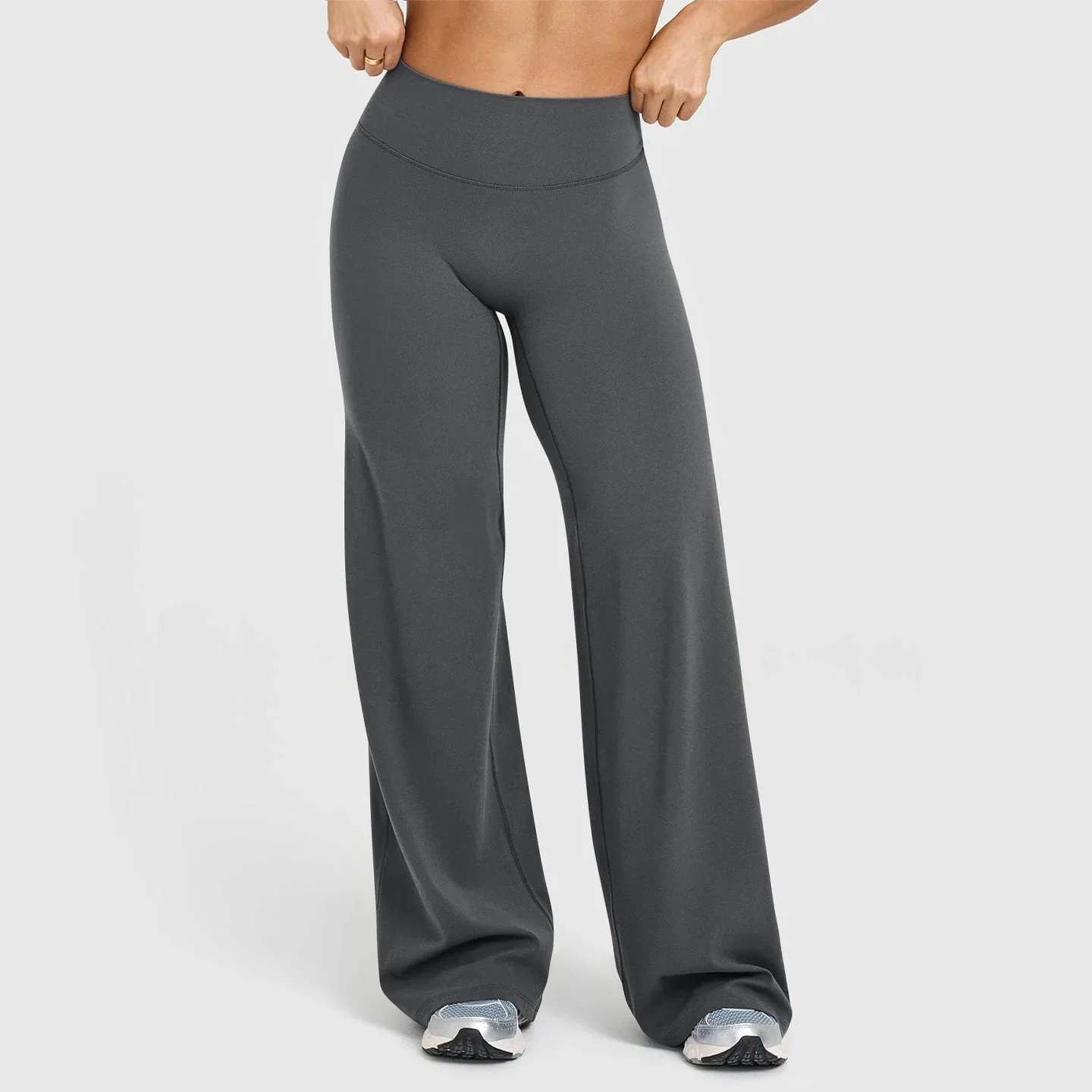 Vrouwen hoge taille wijde pijpen yogabroek losse flare legging buikcontrole rechte trainingsbroek casual loungebroek fitness