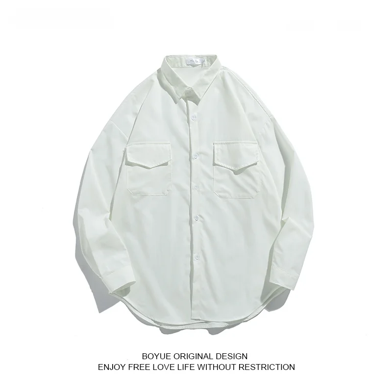 

Мужская рабочая рубашка Boyue с длинным рукавом, однотонная, простого дизайна, весенне-летняя верхняя одежда, повседневное модное брендовое пальто
