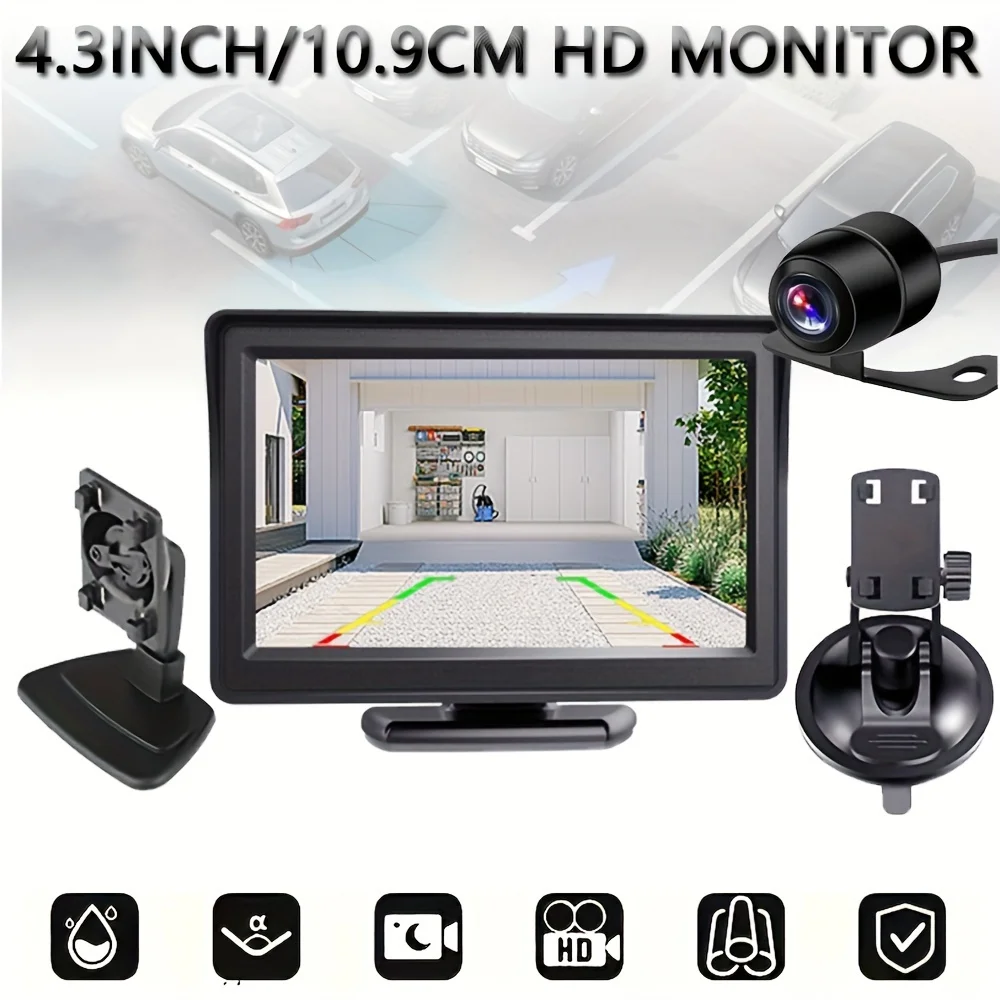 

Car Rear View Backup Camera 4.3inch HD Set With dual brackets for easy installation Vehicle Display Reverse Parking System