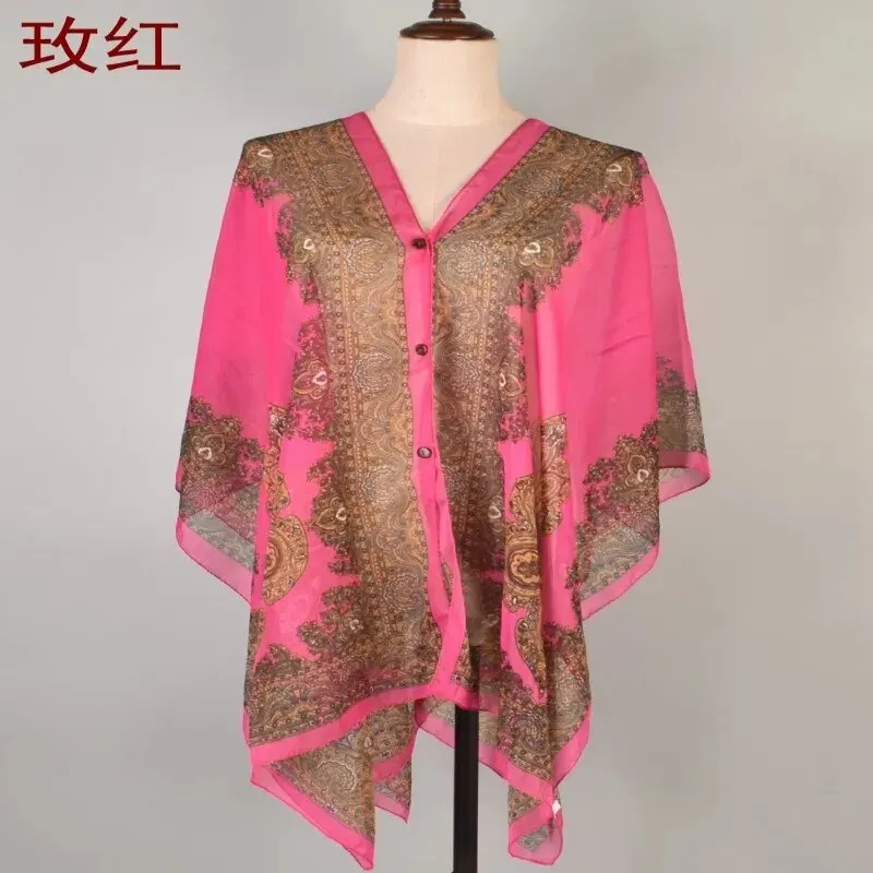 2024 Summer New Retro Cashew Flower Chiffon Sunscreen Shawl Available in Multiple Colors