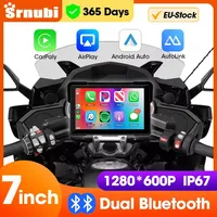 Srnubi 7Inch Motorcycle DVR Portable Wireless CarPlay Android Auto screen IP67 Waterproof GPS Navigation AI Voice Dual Bluetooth