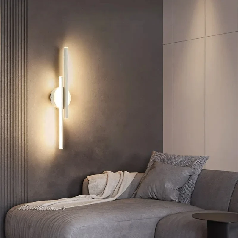 Imagem -06 - Nordic Creative Led Wall Sconce Luz de Tira Longa Iluminação Interior Cabeceira e Sala de Estar Lâmpadas de Parede Modernas Preto e Branco 55cm 77cm