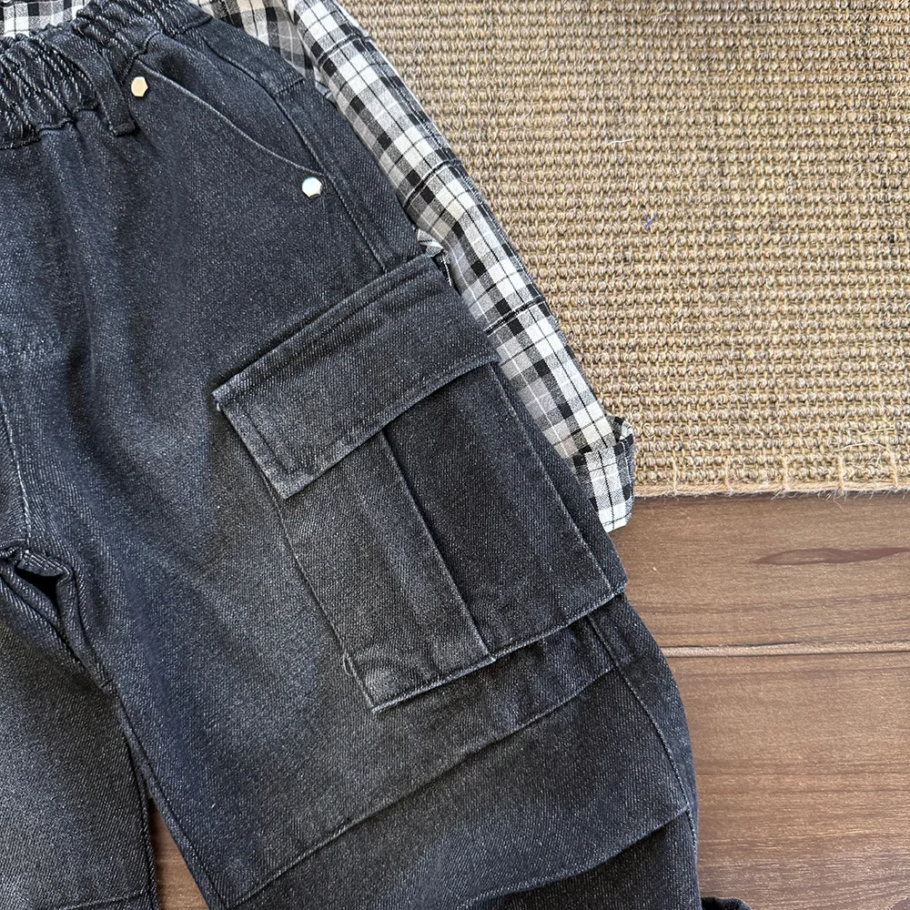 سراويل الأطفال للربيع والخريف سراويل العمل الكورية الرجعية كاجوال يومية متعددة الاستخدامات ملابس عصرية وأنيقة