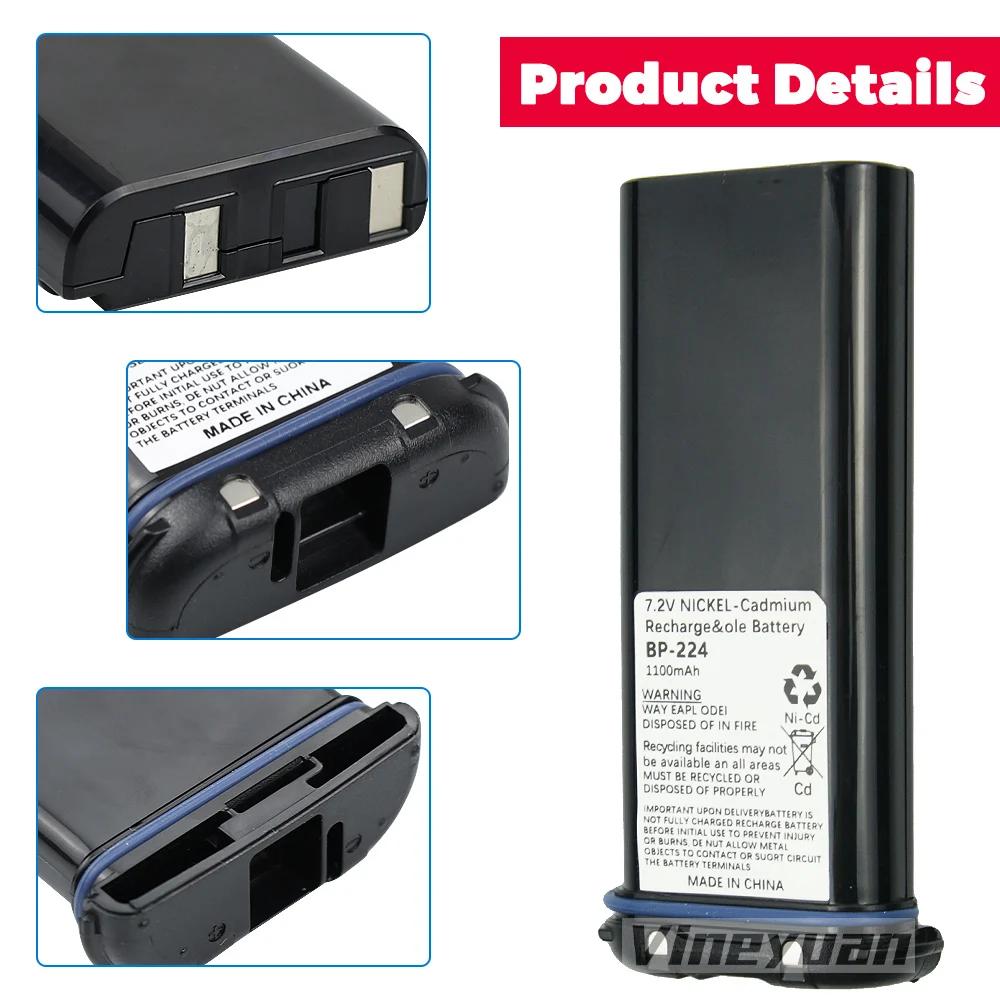 BP-224 7.2V 1100mAh NI-CD Battery Pack for ICOM IC-GM1600 IC-M21 IC-M2A IC-M31 IC-M32 IC-M33 IC-M34 IC-M35 IC-M36  Two-Way Radio