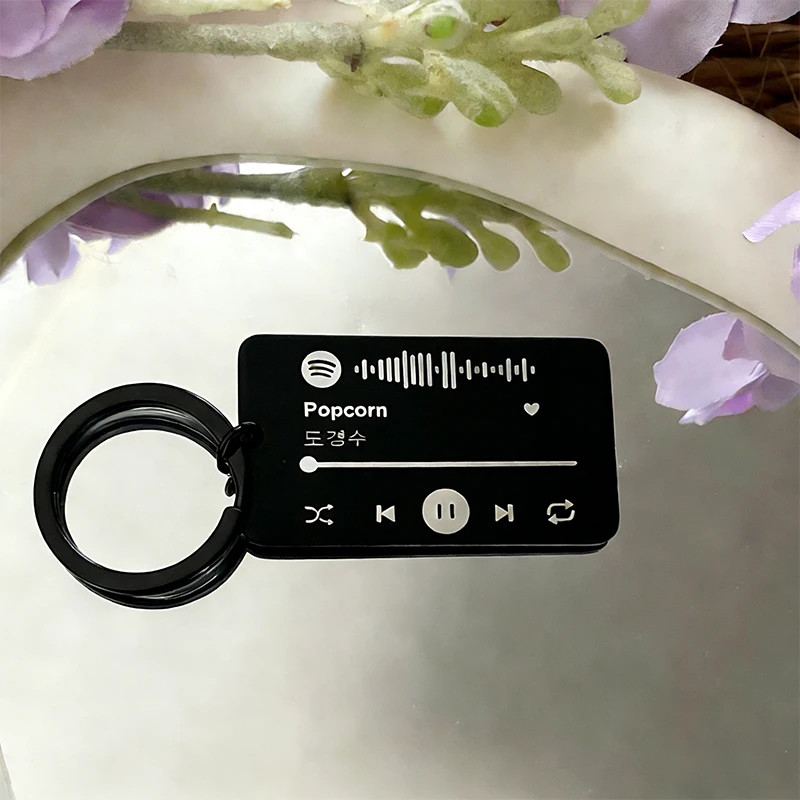 Chaveiro personalizado com código de música Spotify, chaveiro preto de aço inoxidável sem desbotamento, bênçãos de cantor de música, chaveiro personalizado, presente
