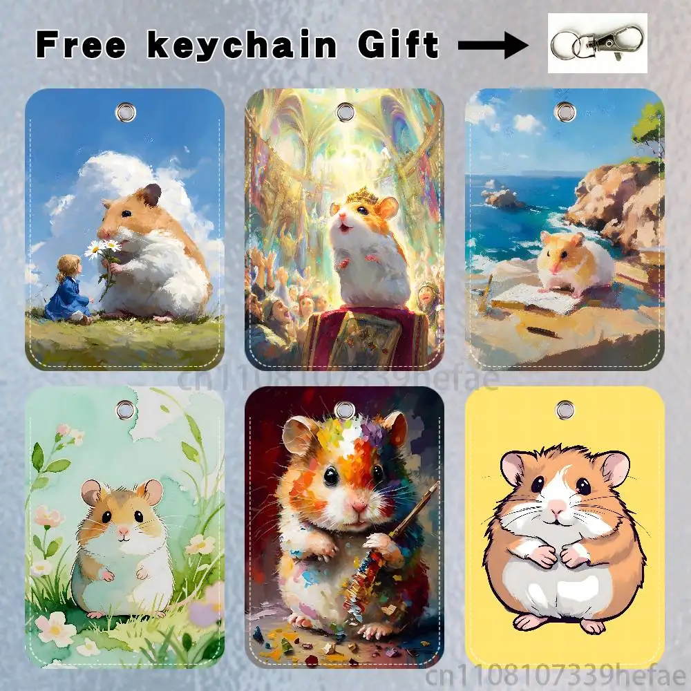 

Cute Animal Hamster Holder Keychain For Bank Business Work Card Holder Student Card Protective Case Bus Card