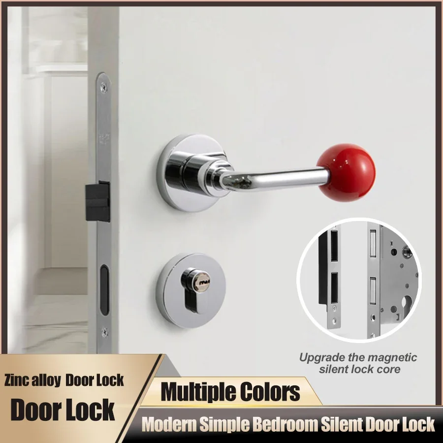 

Bedroom Zinc Alloy Door Lock Indoor Silent Split Lock Universal Wooden Door Handle for the Room Colorful Round Goalpost Handles
