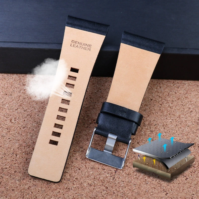 Genuine leather strap watchband 22 24 26 27 28 30 32 34mm for diesel Watch band DZ7313 DZ4386 DZ1405 Litchi grain watch bracelet