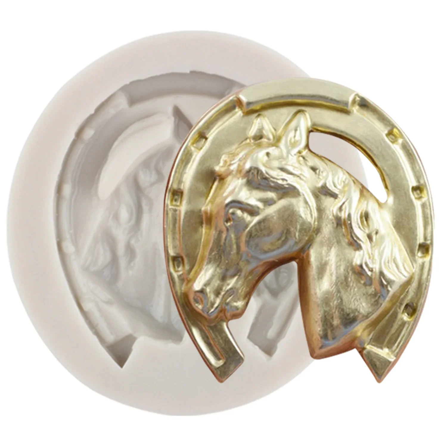 3D Horse Shoe Silicone Molds Horse Head Fondant Chocolate Mould Baby Birthday Cake Decorating Tools Candy Polymer Clay Moulds