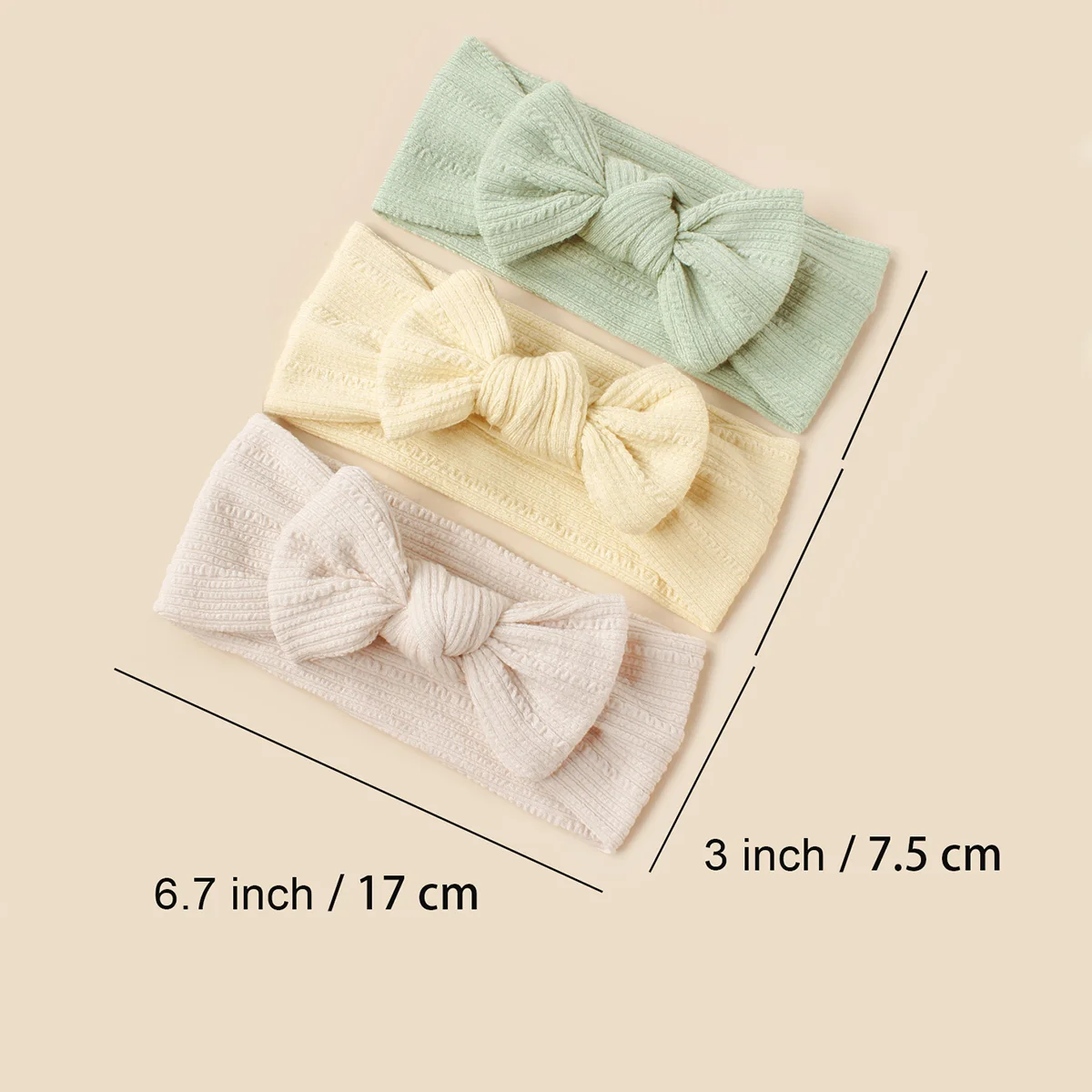 3Pcs/Set Newborn Jacquard Top Knot Soft Nylon Stretchy Bow Headband For Girls Kids Fashion Daliy Hair Accessories