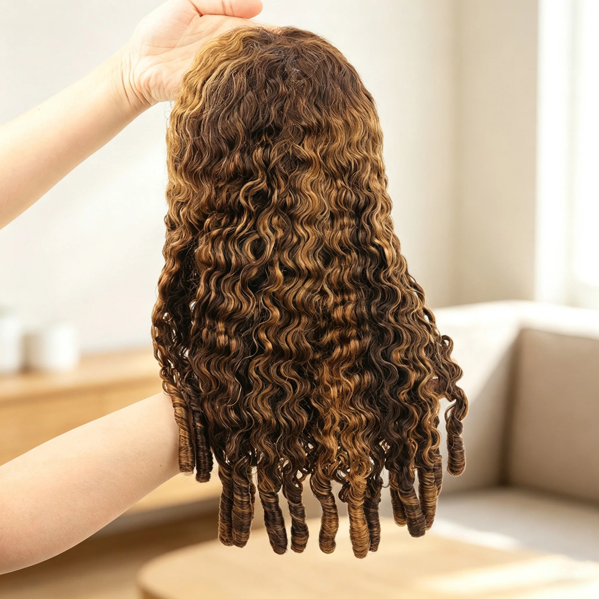 28 30 Inch Burmese Curly 13x4 HD Lace Front Wig Human Hair Wig 180% Density Highlight 4/27 Curly Human Hair Lace Frontal Wigs