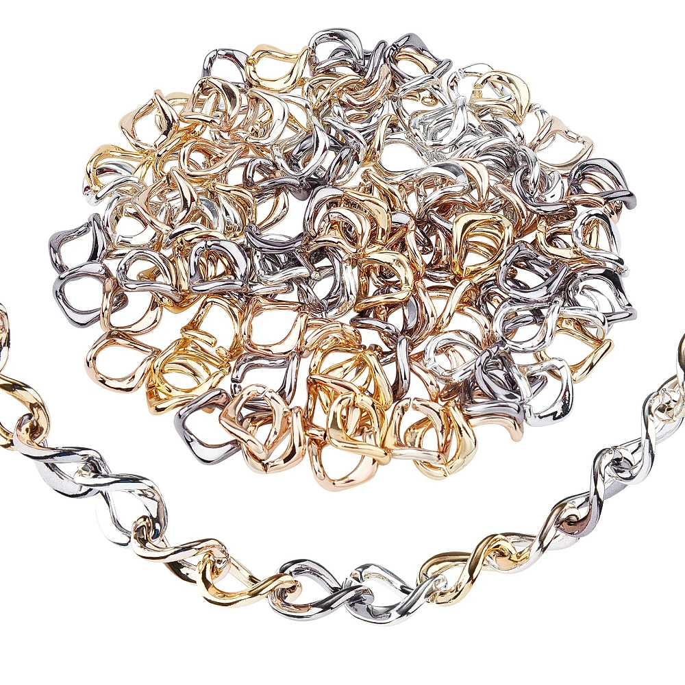 

120pcs 4 Colors Unwelded Link Ring Connectors Plastic Bag Rings for Twisted Bag Chain Earring DIY Crafts 26x25x14mm