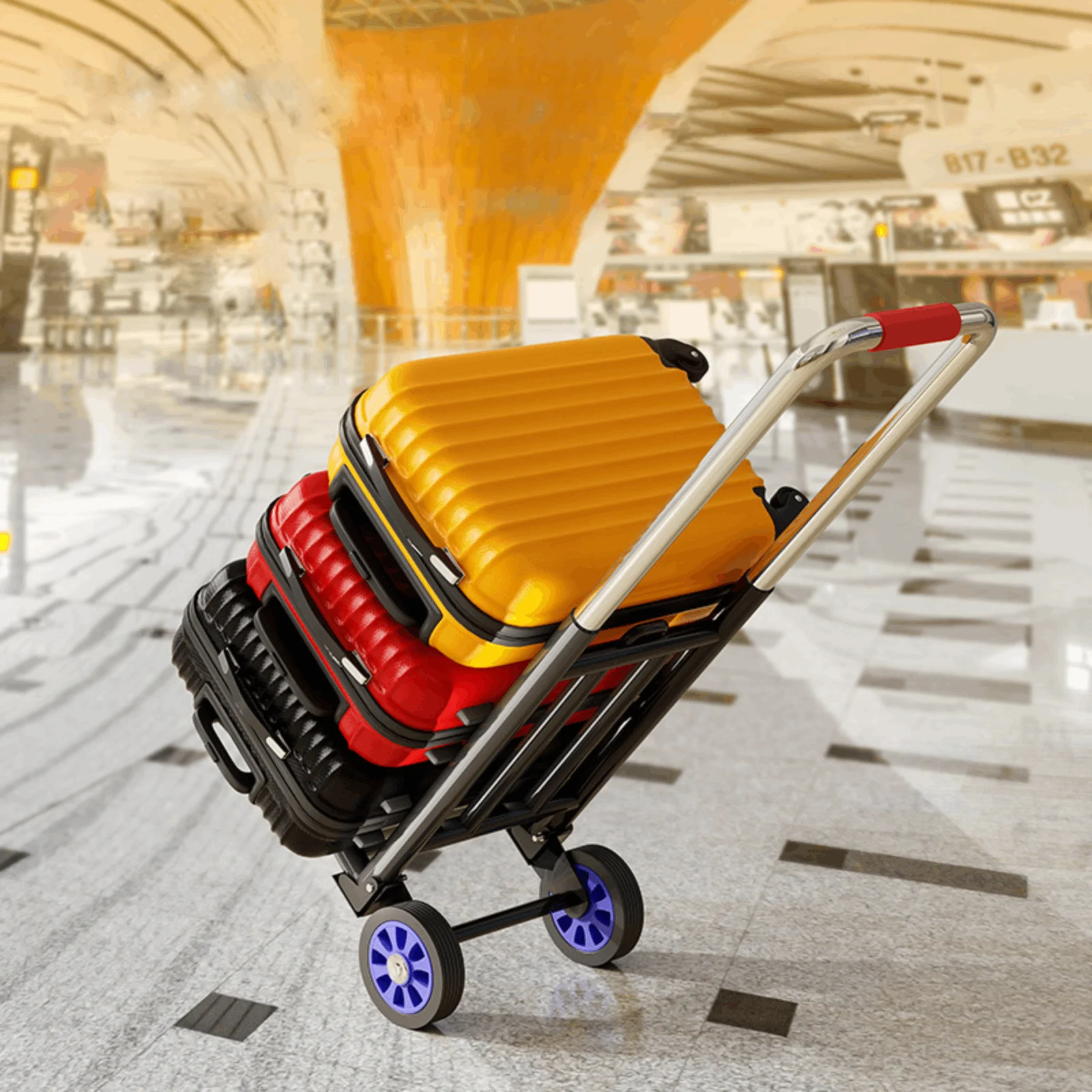 Folding Luggage Cargo Cart With 3 Elastic Rope Hand Truck 70kg parcel Transport Trolley For Outdoor Garden Travel Grocery Moving