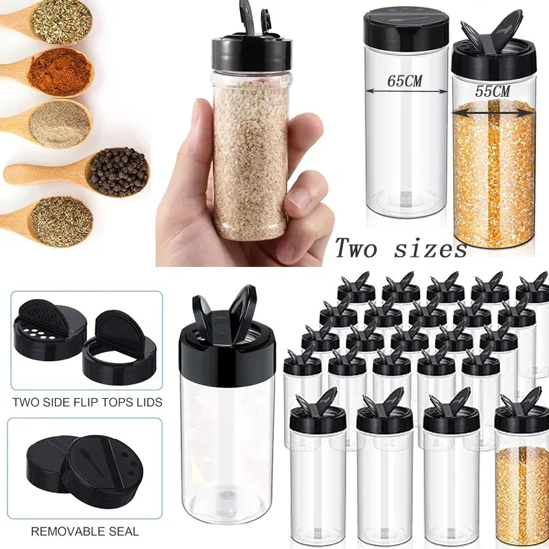 10Pcs 100ml-420ml Clear Plastic Spice Jar W/ Shaker Lids Empty Powders Organizer For BBQ Kitchen Seasoning Dispenser Containers