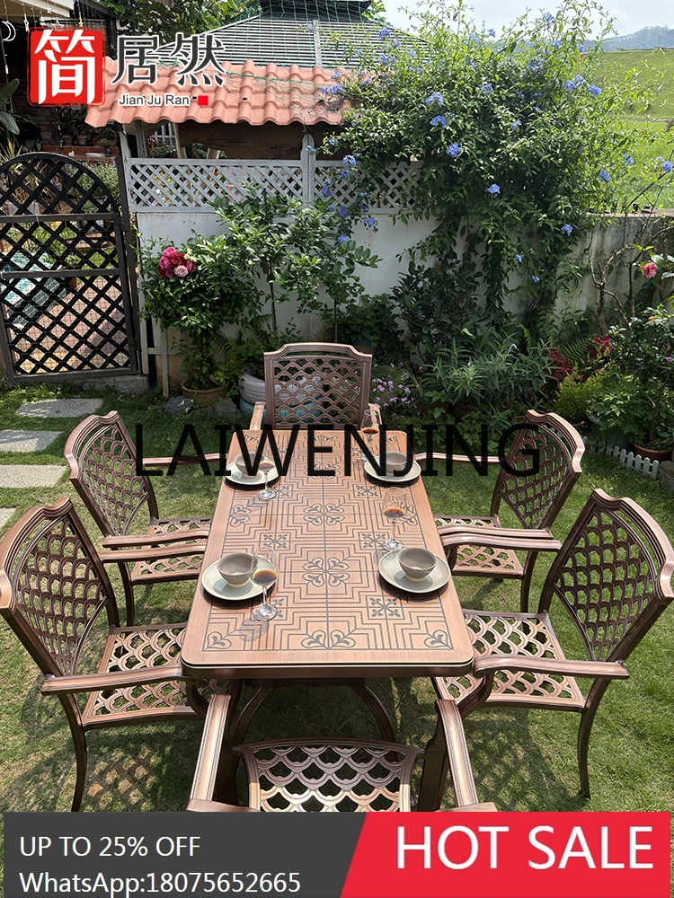 RWJ Courtyard Aluminum Alloy Villa Garden Occasional Table and Chair Sunshine Room Outdoor Dining Table